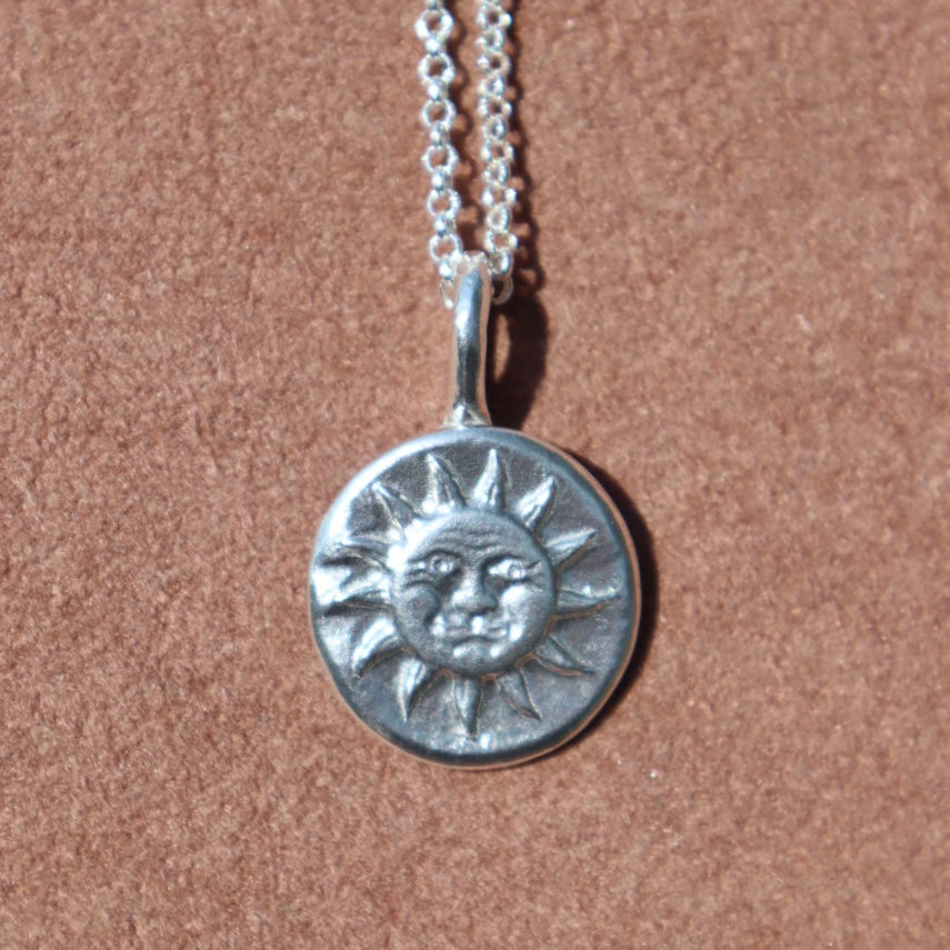 Sterling Silver Sun Face Pendant