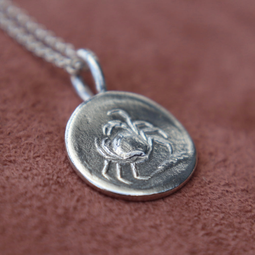 Sterling Silver Cancer Coin Pendant
