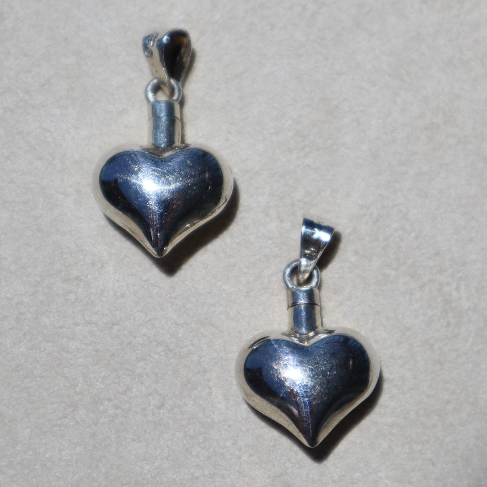 Sterling Silver Puffy Heart Vial Pendants