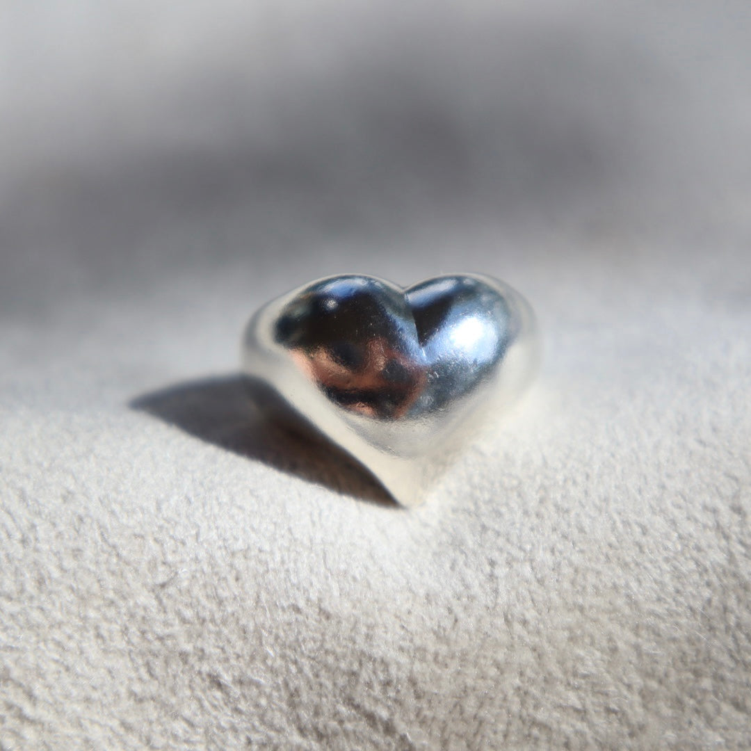 Silver Puffy Heart Ring