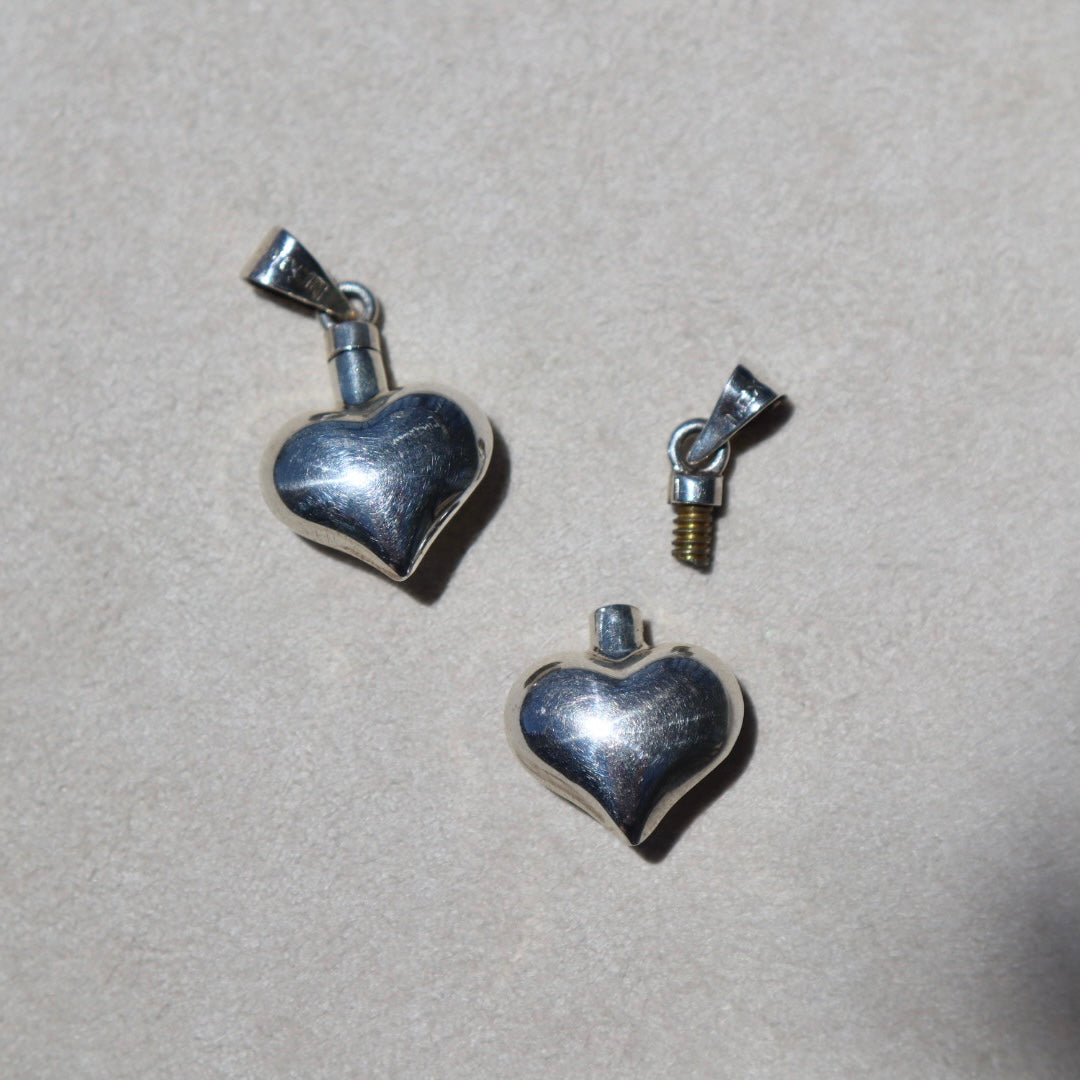Sterling Silver Puffy Heart Vial Pendants