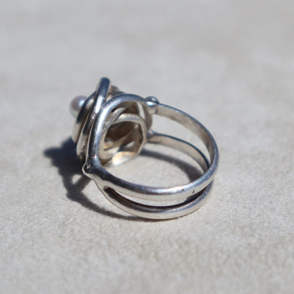 Nested Pearl Sterling Silver Ring