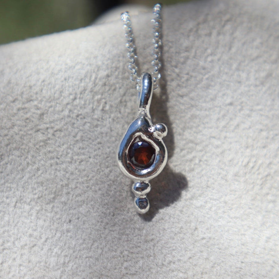 Freeform Garnet Teardrop Pendant