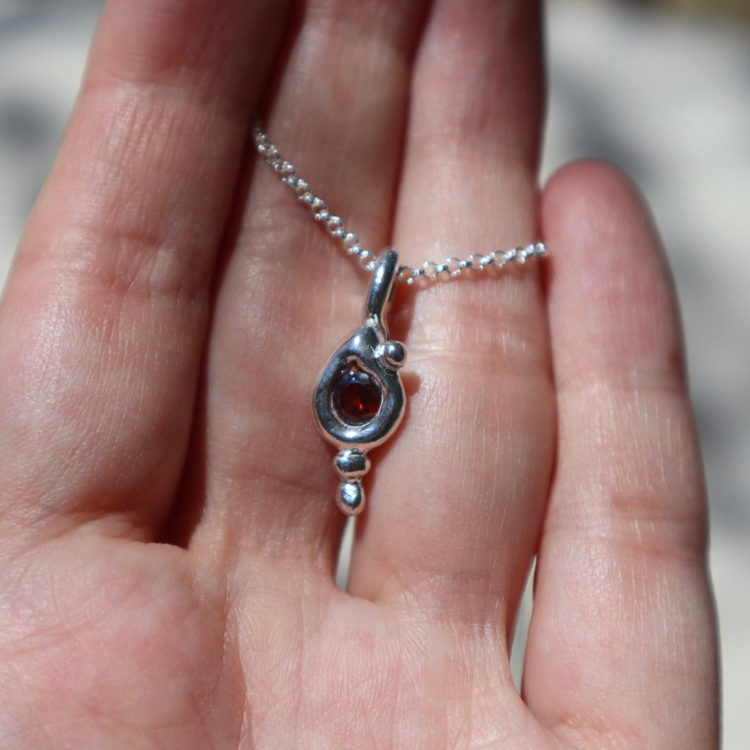 Freeform Garnet Teardrop Pendant