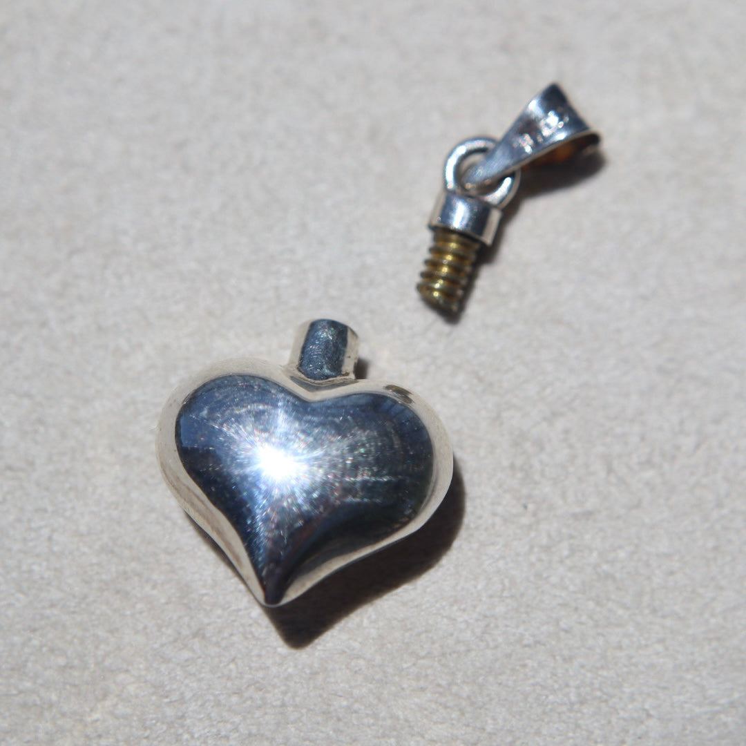 Sterling Silver Puffy Heart Vial Pendants