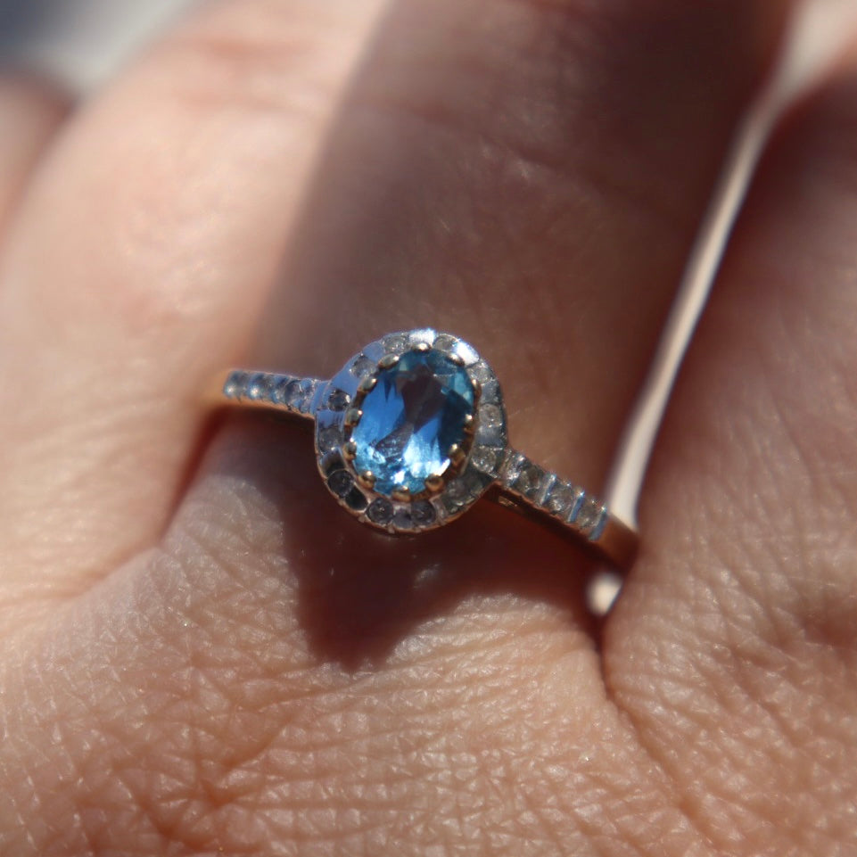 Blue Topaz + Diamond Ring
