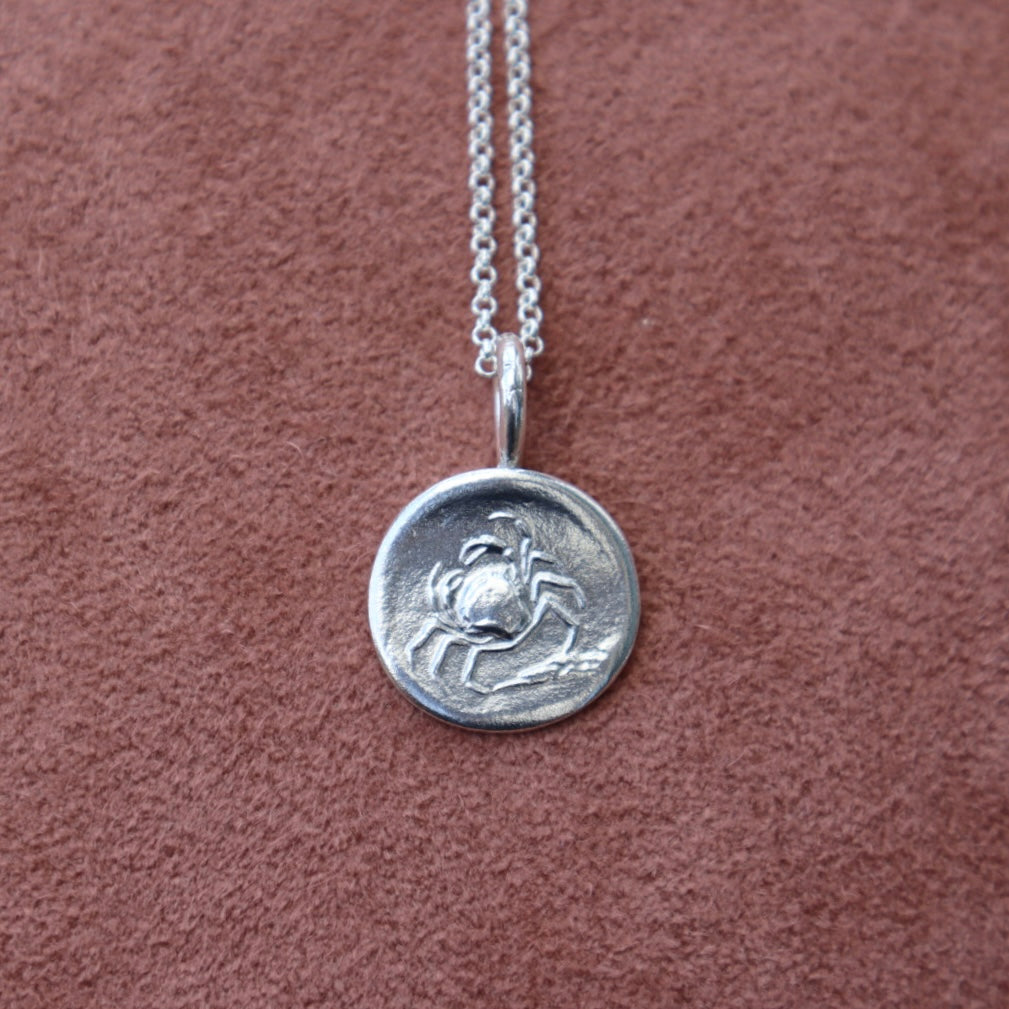 Sterling Silver Cancer Coin Pendant