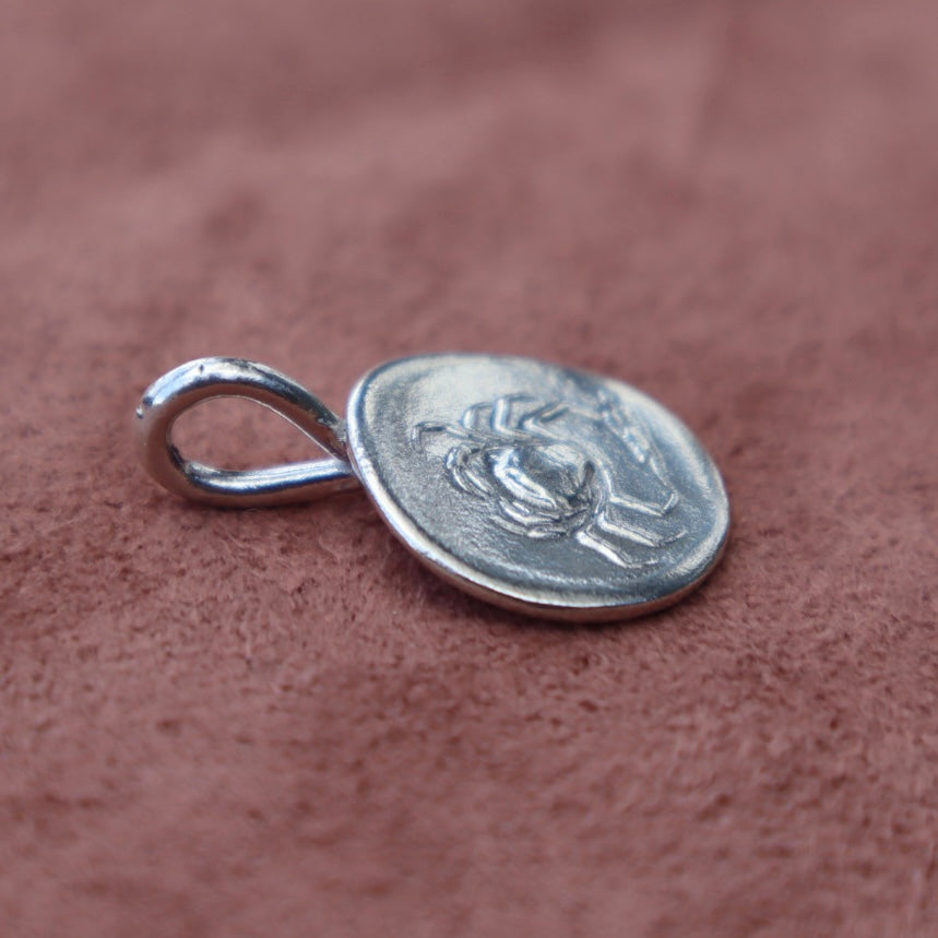 Sterling Silver Cancer Coin Pendant