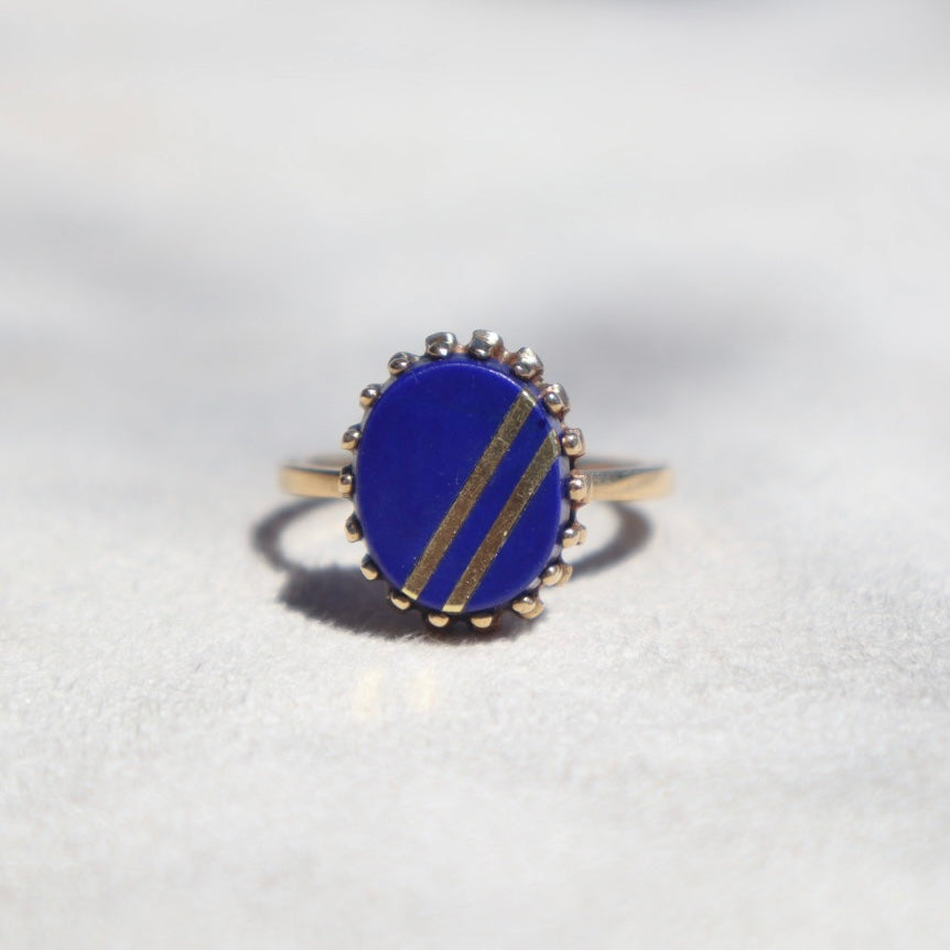 Mid Century Lapis Lazuli Gold Ring