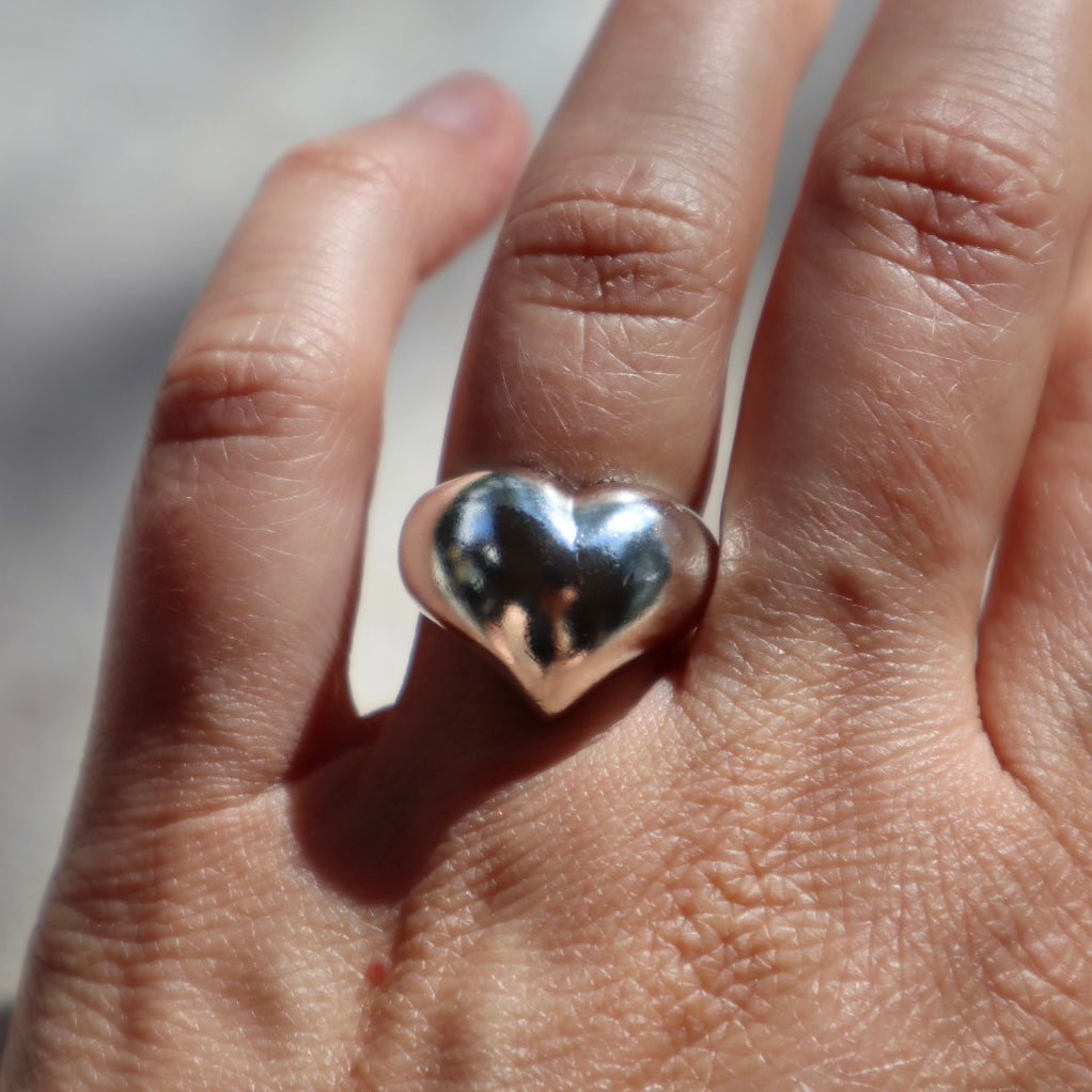 Silver Puffy Heart Ring