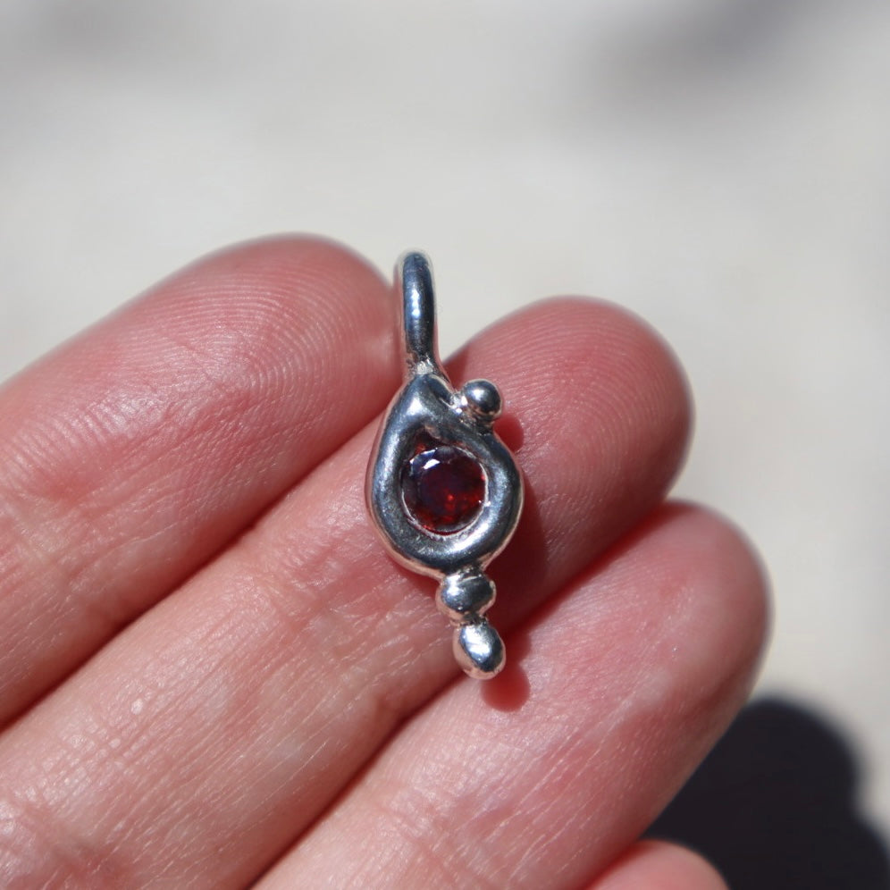 Freeform Garnet Teardrop Pendant