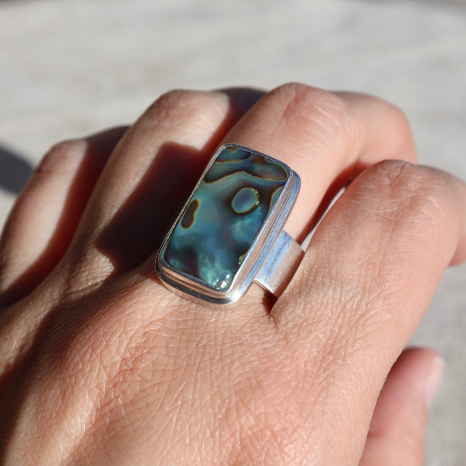 Oil Slick Abalone Sterling Ring