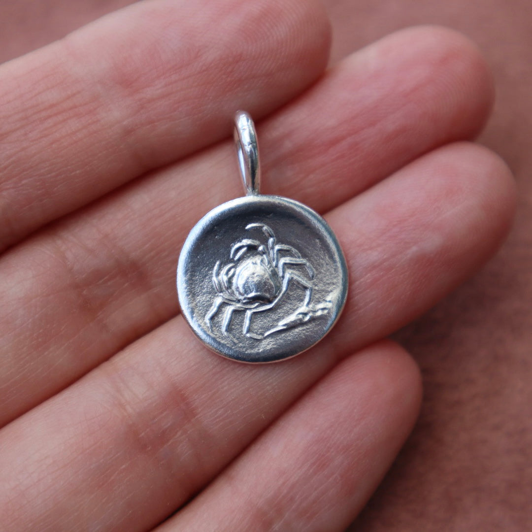 Sterling Silver Cancer Coin Pendant