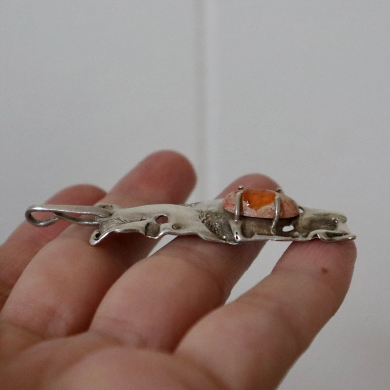 Brutalist Fire Opal Pendant