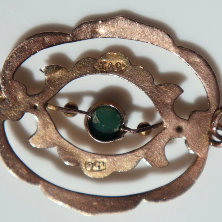 Antique 9k Gold + Turquoise Pendant