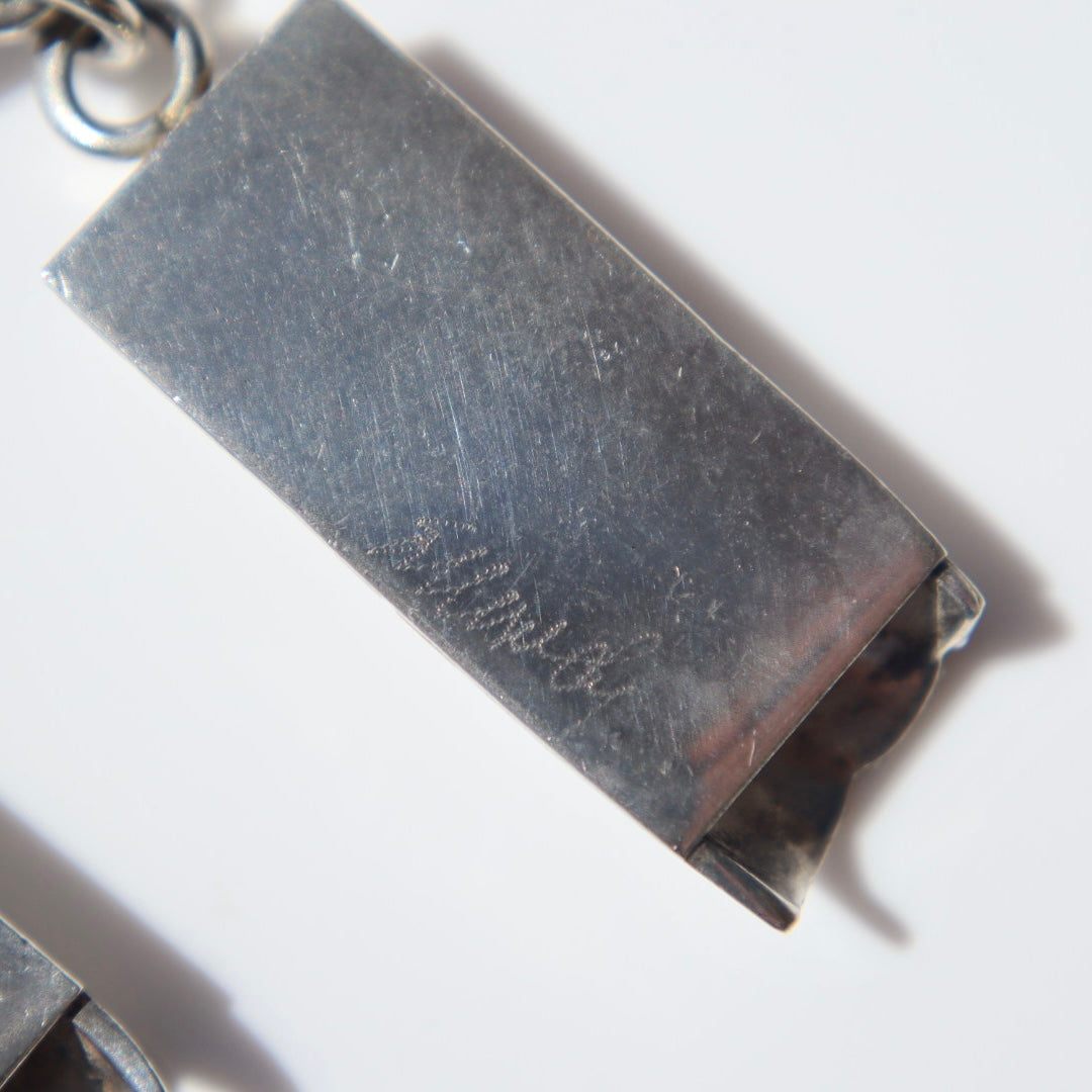 Sterling Two-Tone Modernist Earrings