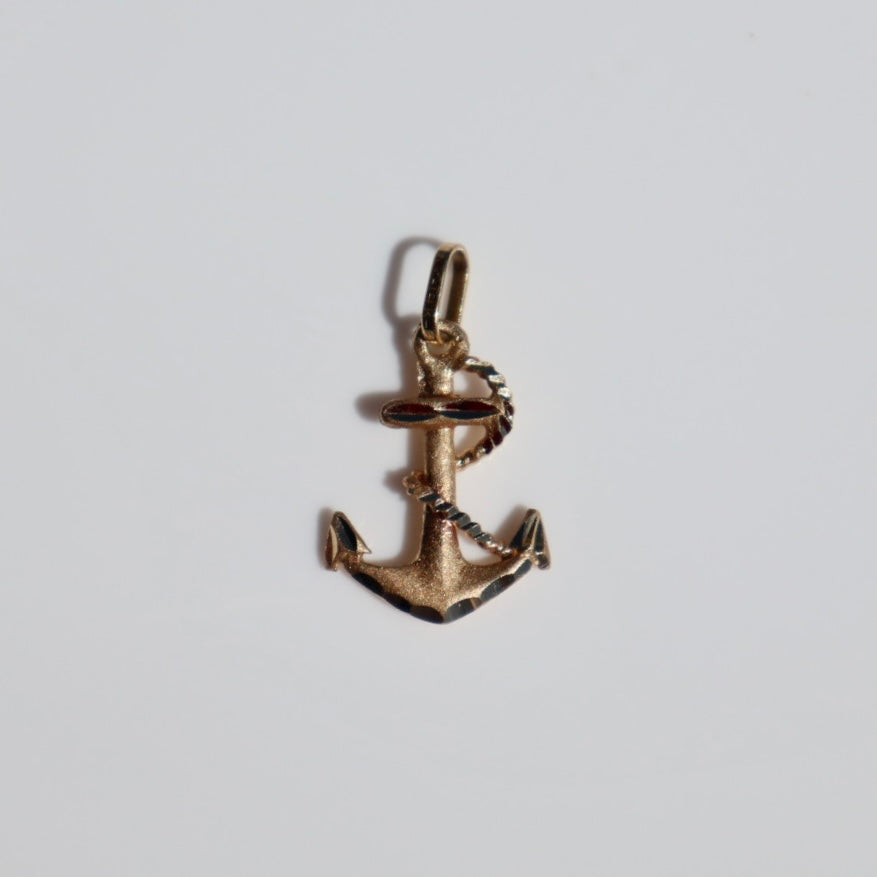 Diamond Cut Gold Anchor Charm