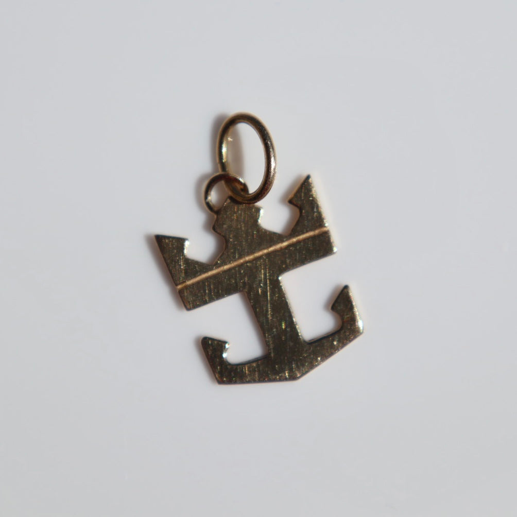 14K Gold Crown + Anchor Charm