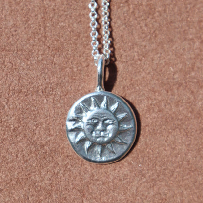 Sterling Silver Sun Face Pendant