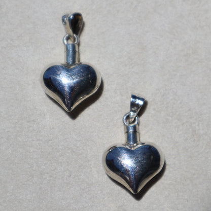 Sterling Silver Puffy Heart Vial Pendants
