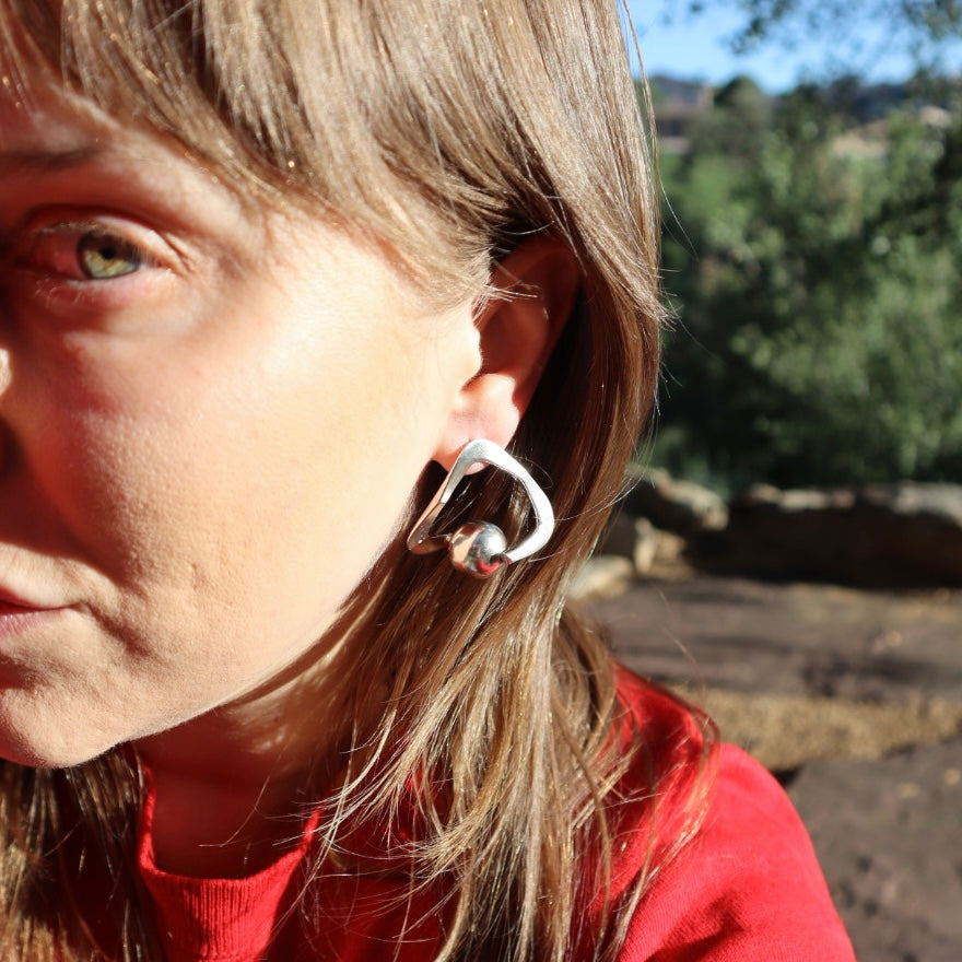 Handmade Abstract Sterling Spinner Earrings