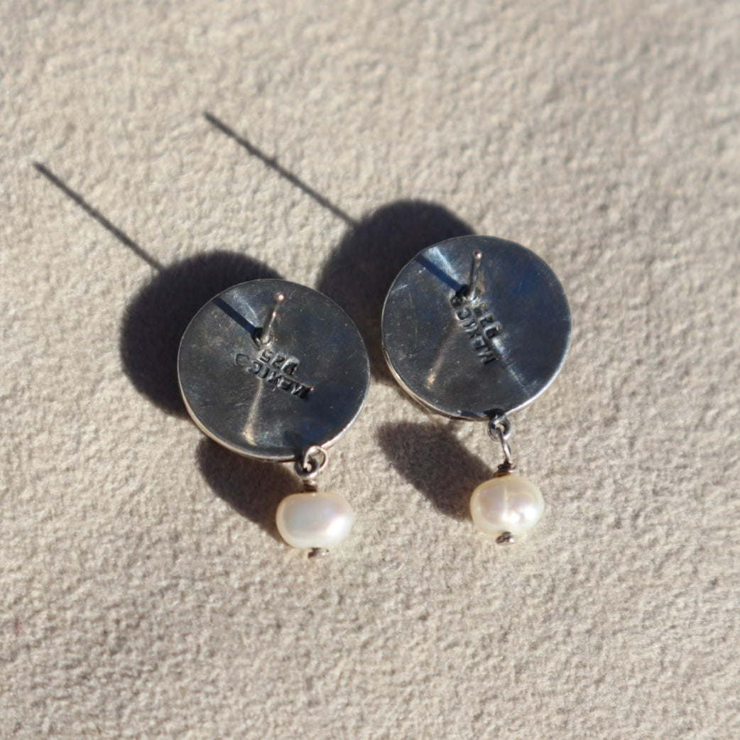 Abstract Sterling + Pearl Earrings