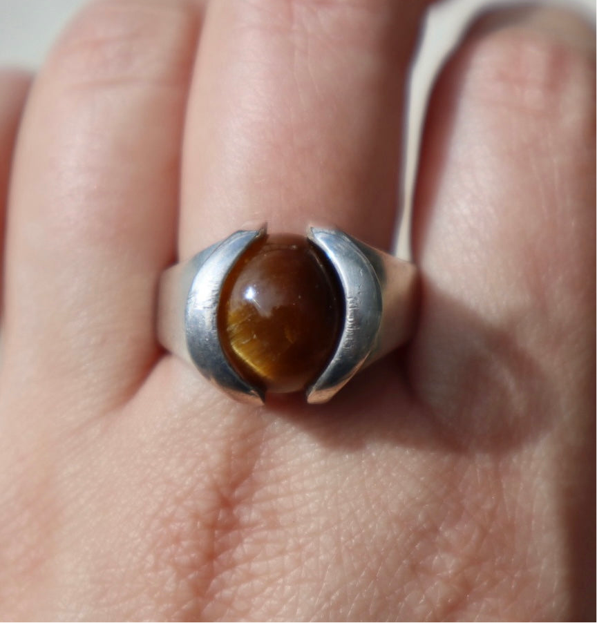 Modernist Tiger’s Eye Marble Ring