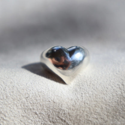 Silver Puffy Heart Ring