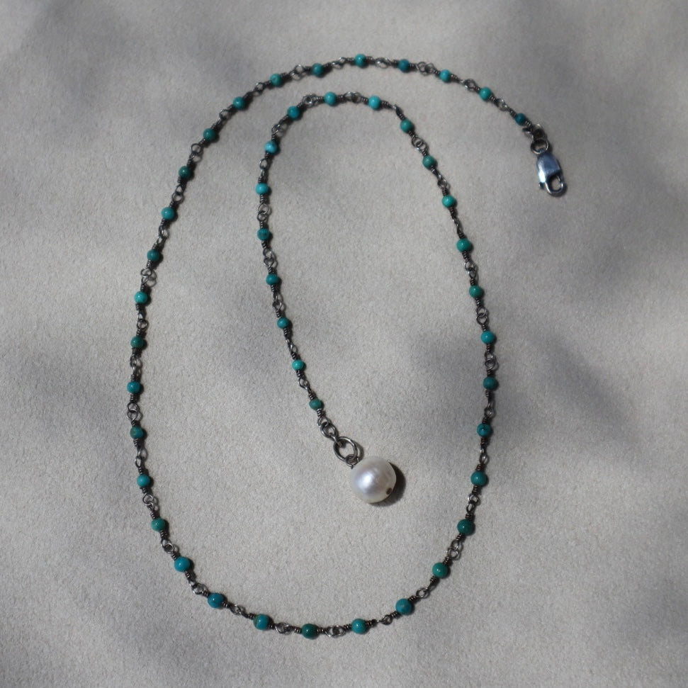 Sterling Turquoise Beaded Necklace