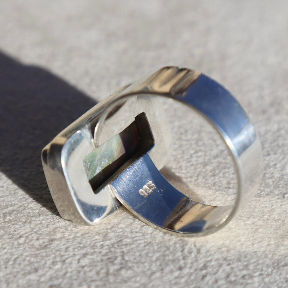 Oil Slick Abalone Sterling Ring