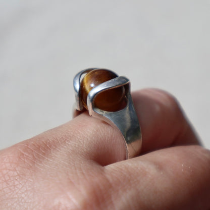 Modernist Tiger’s Eye Marble Ring