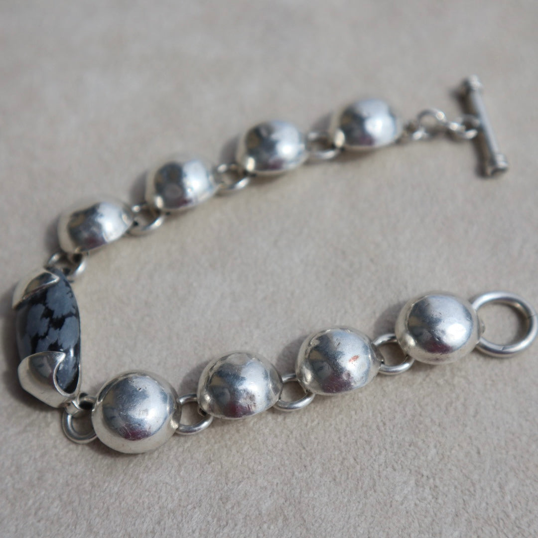 Sterling Taxco Snowflake Jasper Bracelet
