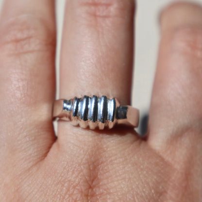 Modern Ribbed Signet Ring