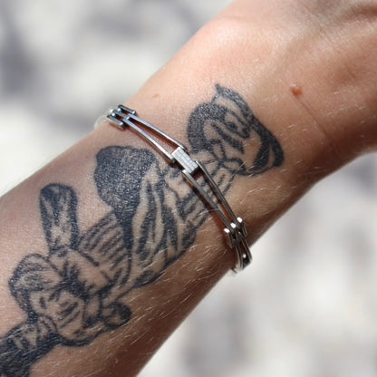 Minimalist Sterling Silver Hinged Bar Bracelet