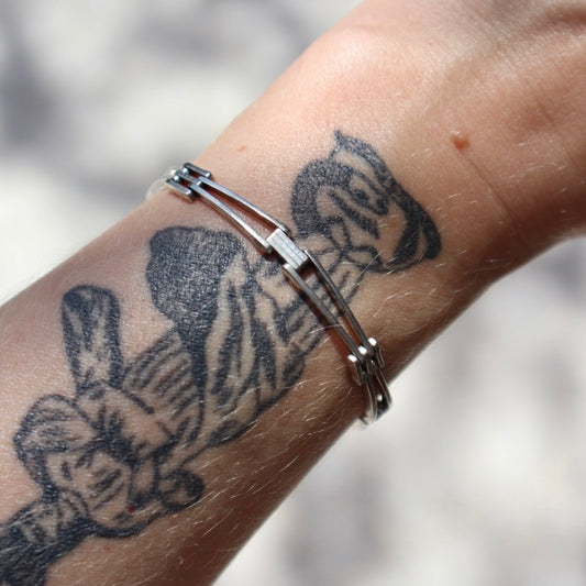 Minimalist Sterling Silver Hinged Bar Bracelet