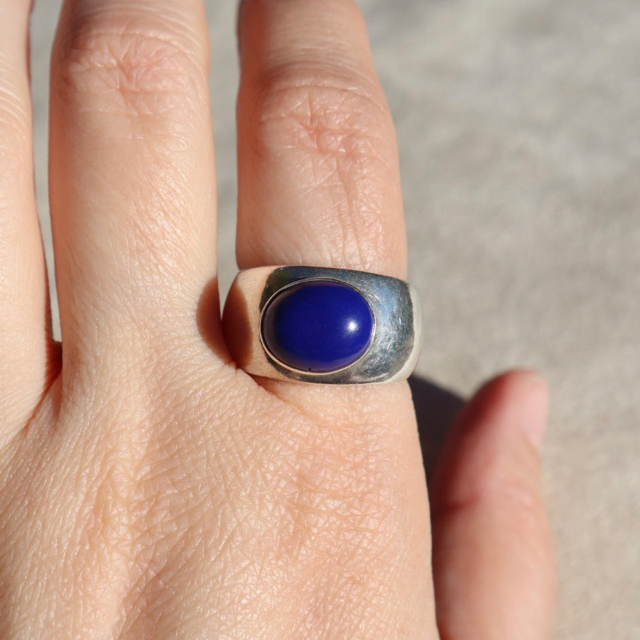 Chunky Sterling + Lapis Lazuli Ring