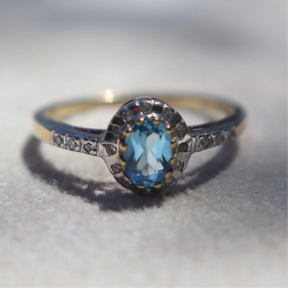 Blue Topaz + Diamond Ring
