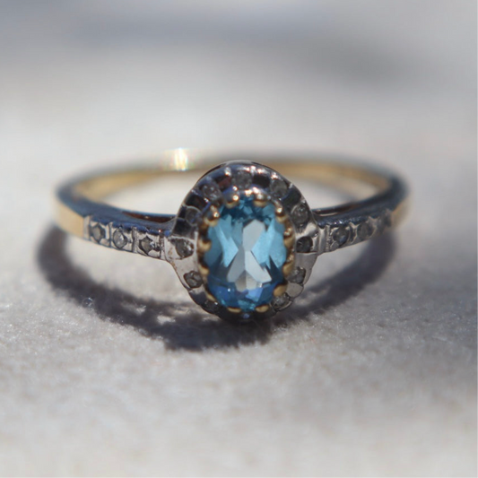 Blue Topaz + Diamond Ring