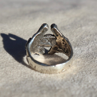 Sterling Horseshoe + Heart Signet Ring