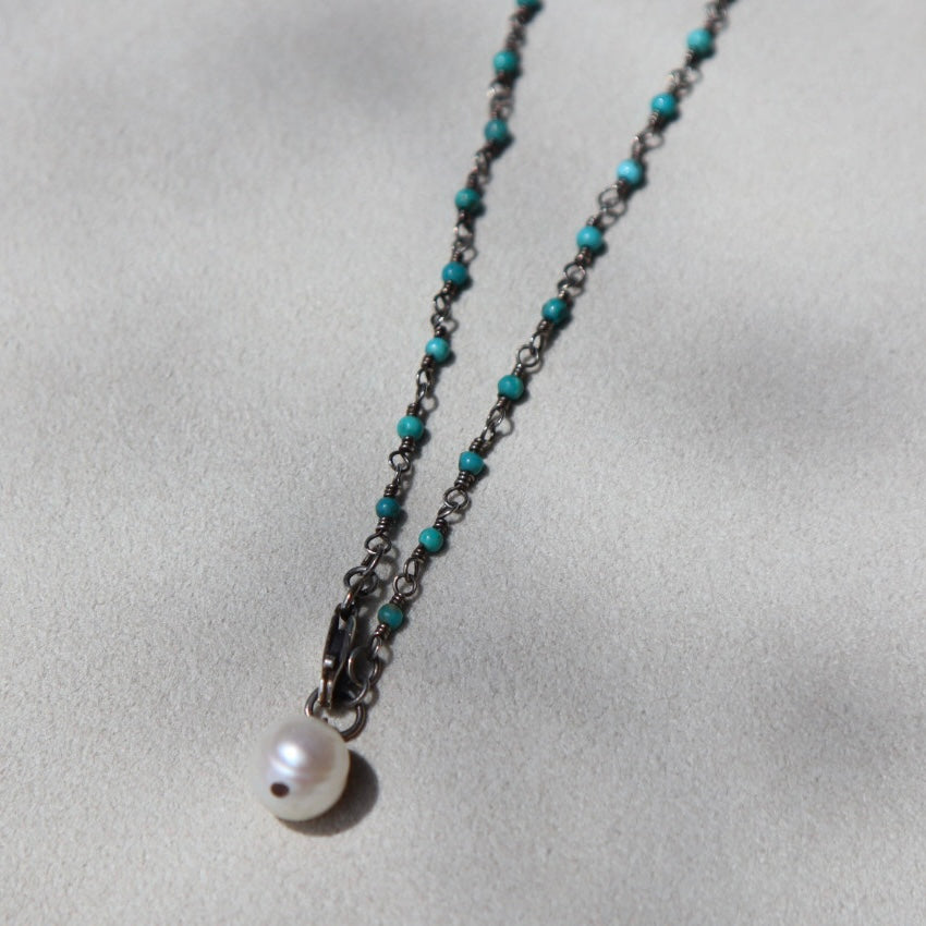 Sterling Turquoise Beaded Necklace