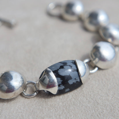 Sterling Taxco Snowflake Jasper Bracelet