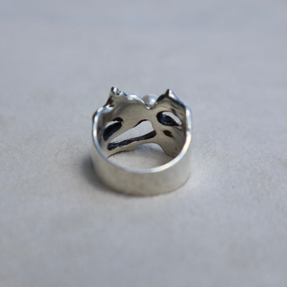 Brutalist Sterling + Pearl Ring