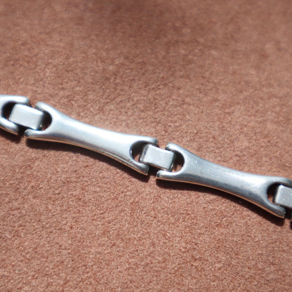 Chunky Silver Bar Link Bracelet