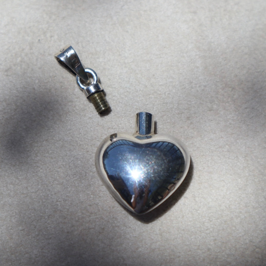 Sterling Silver Puffy Heart Vial Pendant