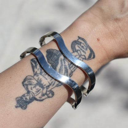 Sterling Silver Wavy Bangle