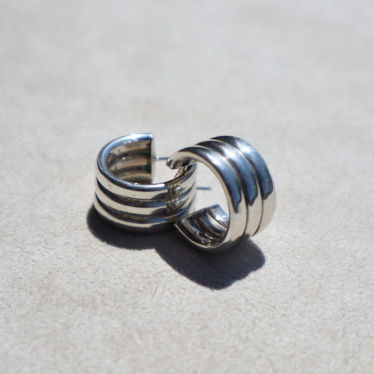 Ribbed Sterling Hoops