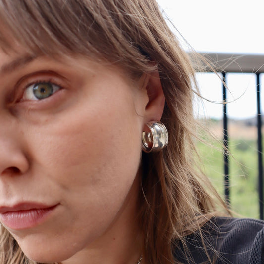Wide Silver Hoops