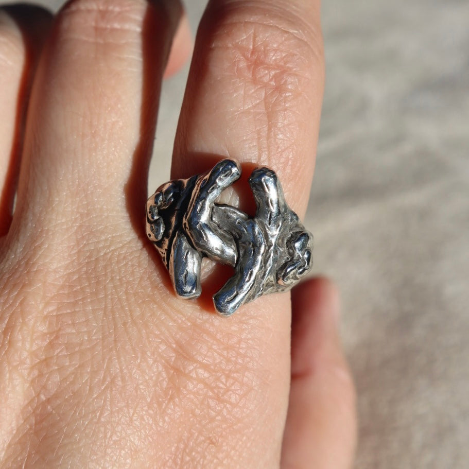 Sterling Horseshoe + Heart Signet Ring
