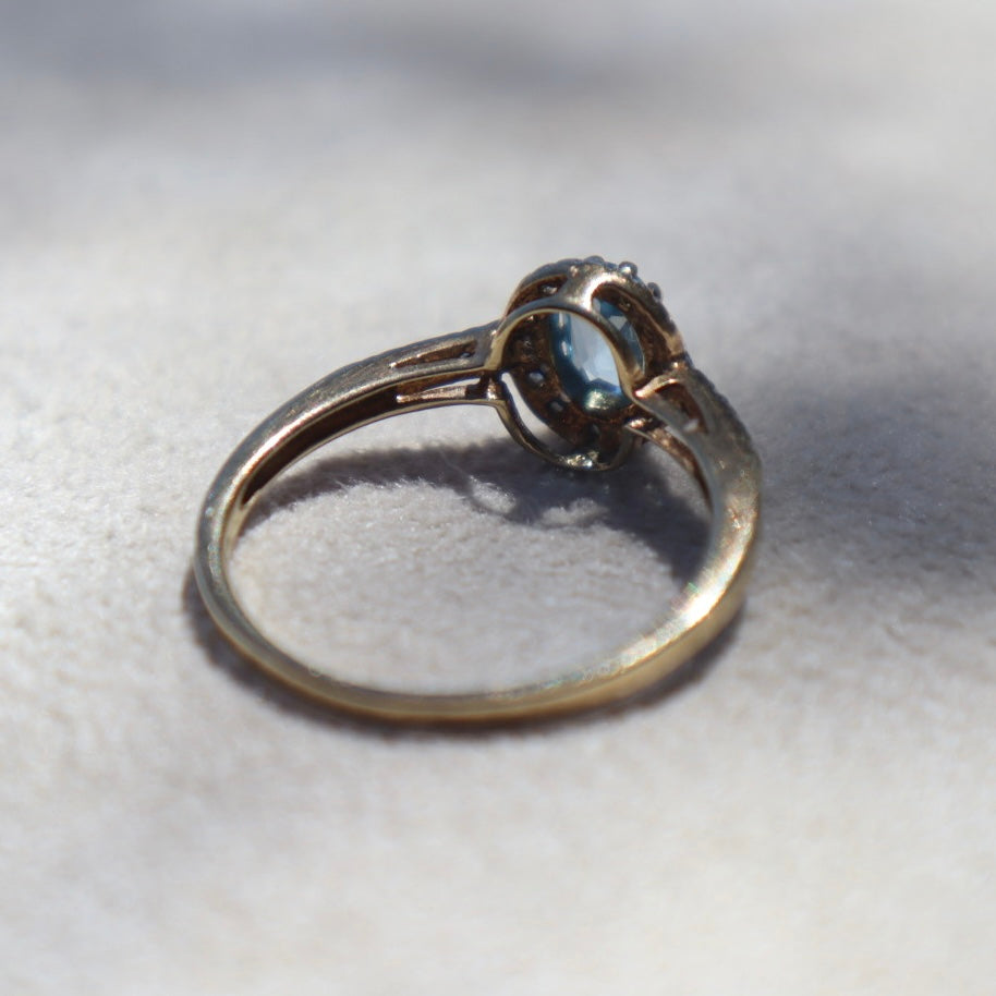 Blue Topaz + Diamond Ring