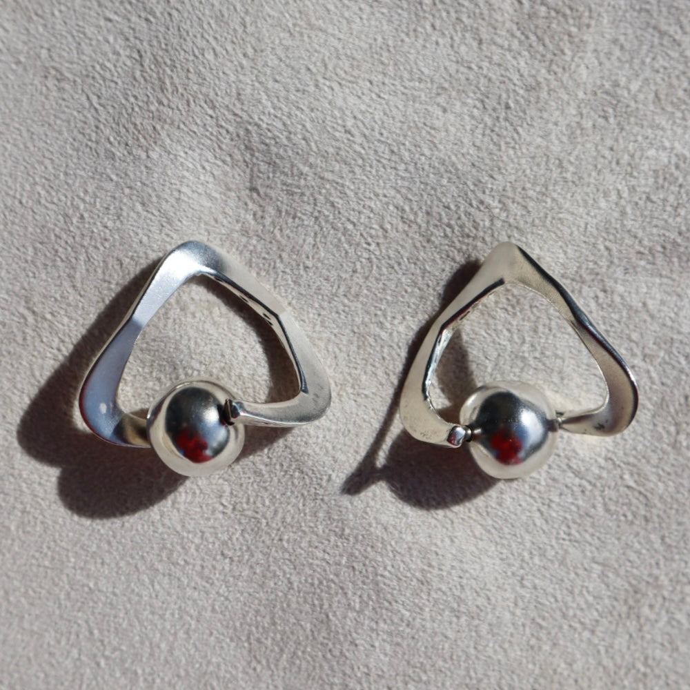 Handmade Abstract Sterling Spinner Earrings